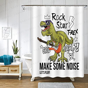 Rideau de douche Dinosaure blanc gray