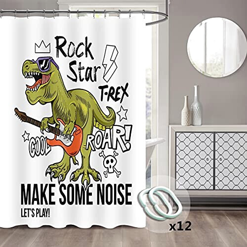 Rideau de douche Dinosaure blanc gray variant 0 