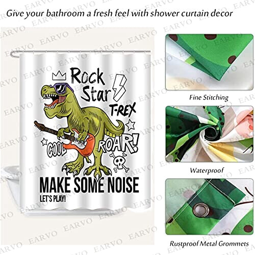 Rideau de douche Dinosaure blanc gray variant 3 