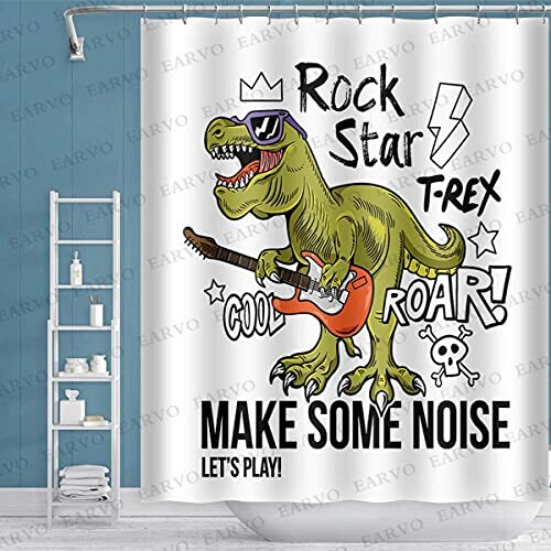 Rideau de douche Dinosaure blanc gray variant 4 