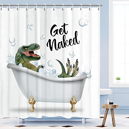 Rideau de douche Dinosaure blanc (blanc) 182.9x182.9 cm