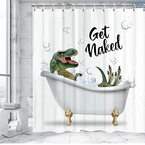 Rideau de douche Dinosaure blanc (blanc) 182.9x182.9 cm variant 0 