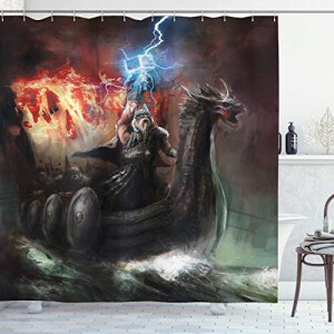 Rideau de douche Dragon multicolore 175x180 cm