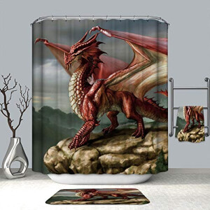 Rideau de douche Dragon rouge 90x180 cm