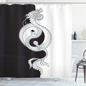 Rideau de douche Dragon gris blanc 175x200 cm