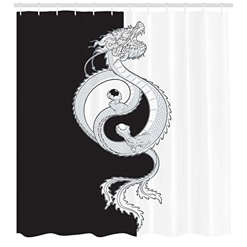 Rideau de douche Dragon gris blanc 175x200 cm variant 0 