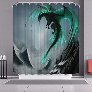 Rideau de douche Dragon bleu foncé 200x240 cm