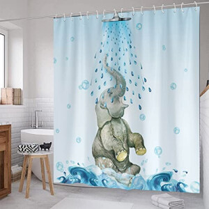 Rideau de douche Éléphant bleu 180x180 cm