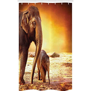 Rideau de douche Éléphant orange brun 120x180 cm