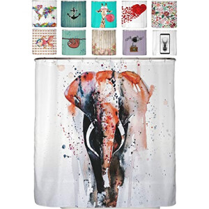 Rideau de douche Éléphant eléphant couleuré rouge 180x200 cm