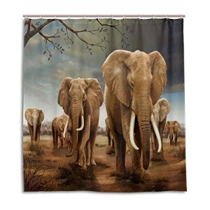 Rideau de douche Éléphant multicolore 167.6x182.9 cm