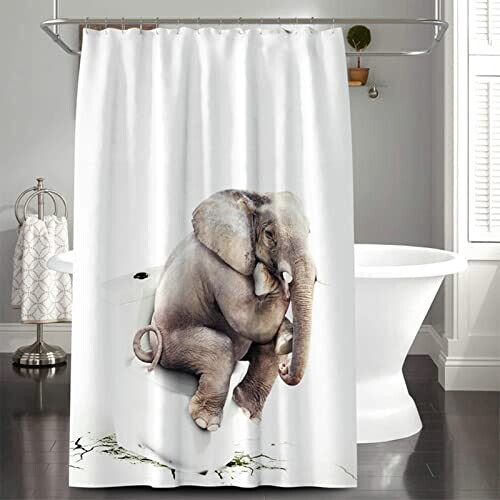 Rideau de douche Éléphant blanc marron 100x180 cm