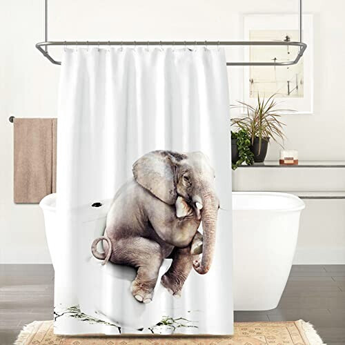 Rideau de douche Éléphant blanc marron 100x180 cm variant 0 