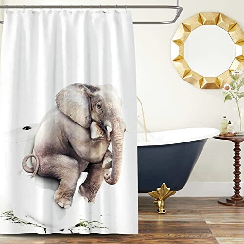 Rideau de douche Éléphant blanc marron 100x180 cm variant 1 