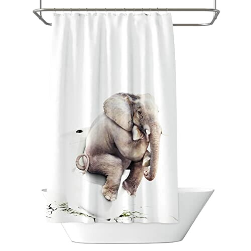 Rideau de douche Éléphant blanc marron 100x180 cm variant 3 