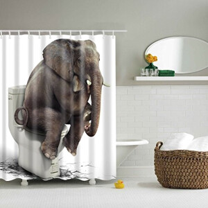 Rideau de douche Éléphant sur les toilettes 180x180 cm