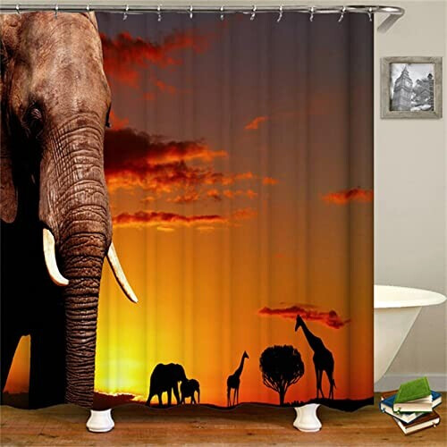 Rideau de douche Éléphant du soir 120x180 cm