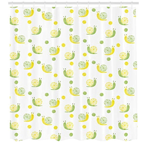 Rideau de douche Escargot blanc vert pistache et jaune 175x200 cm variant 0 