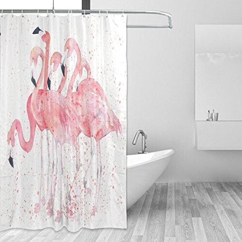 Rideau de douche Flamant rose multicolore 167x182 cm