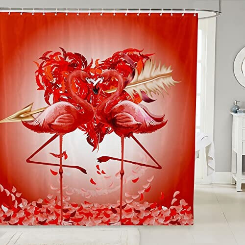 Rideau de douche Flamant rose multicolore 183x198 cm