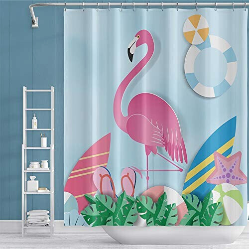 Rideau de douche Flamant rose yt 105x160 cm
