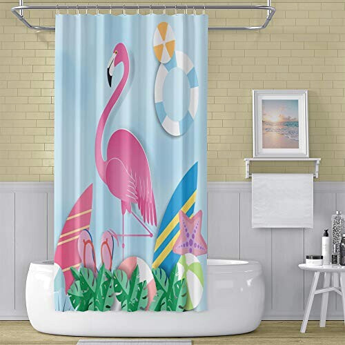 Rideau de douche Flamant rose yt 105x160 cm variant 0 