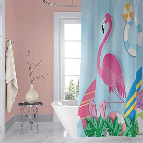 Rideau de douche Flamant rose yt 105x160 cm variant 1 
