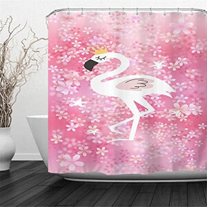 Rideau de douche Flamant rose fleur de cerisier rose 90x180 cm
