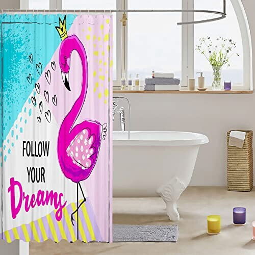 Rideau de douche Flamant rose multicolore 183x198 cm variant 1 