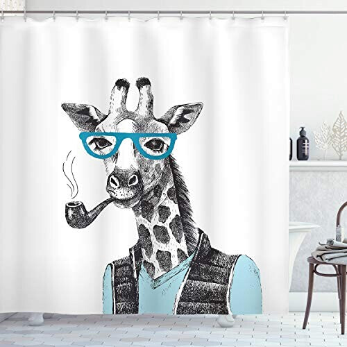 Rideau de douche Girafe bleu gris 175x200 cm