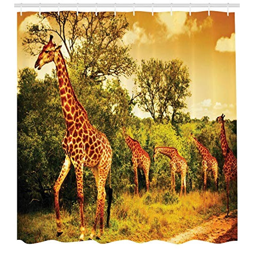 Rideau de douche Girafe vert orange foncé 175x220 cm variant 0 