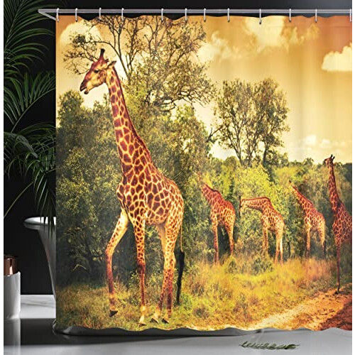 Rideau de douche Girafe vert orange foncé 175x220 cm variant 2 