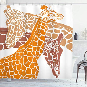 Rideau de douche Girafe marron blanc orange 175x180 cm
