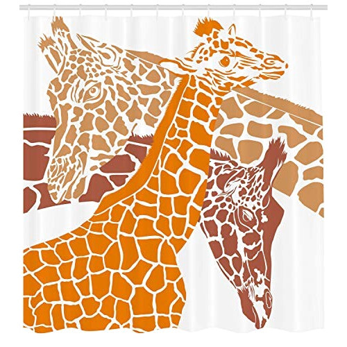 Rideau de douche Girafe marron blanc orange 175x180 cm variant 0 
