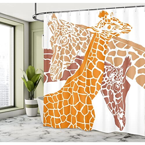 Rideau de douche Girafe marron blanc orange 175x180 cm variant 1 
