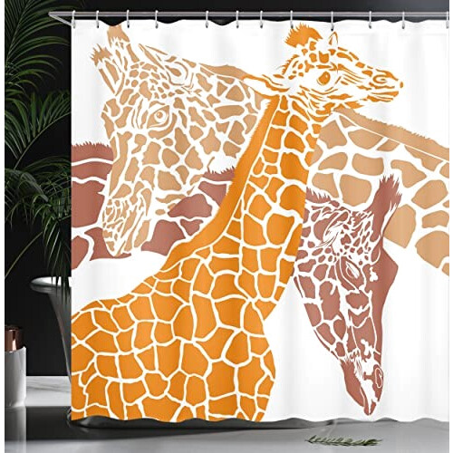 Rideau de douche Girafe marron blanc orange 175x180 cm variant 2 