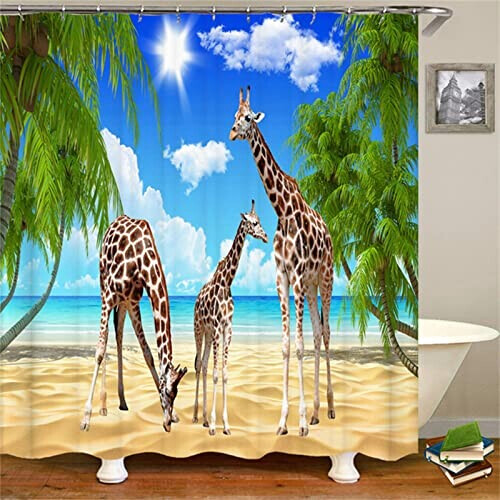 Rideau de douche Girafe animal de plage 240x180 cm