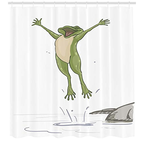Rideau de douche Grenouille vert olive gris 175x180 cm variant 0 