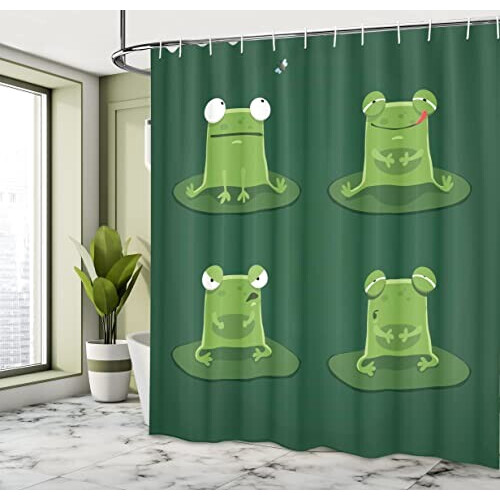 Rideau de douche Grenouille vert chasseur 175x180 cm variant 1 
