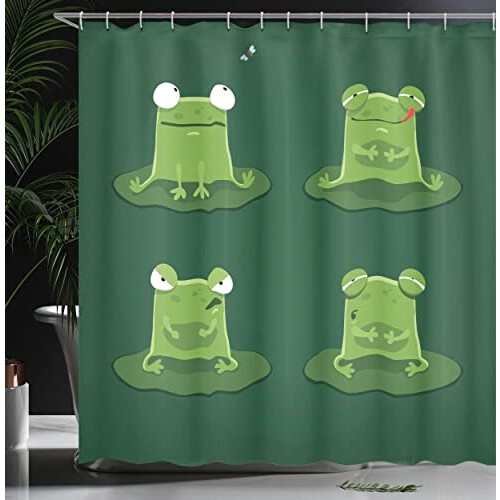 Rideau de douche Grenouille vert chasseur 175x180 cm variant 2 