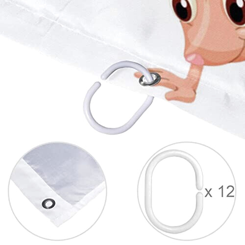 Rideau de douche Hérisson multicolore 152.4x182.9 cm variant 2 