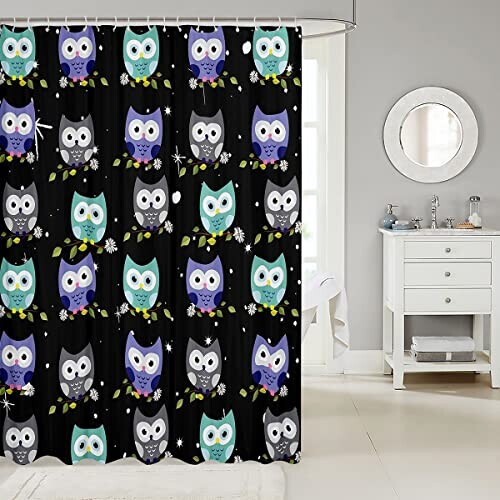 Rideau de douche Hibou multicolore 183x198 cm variant 0 