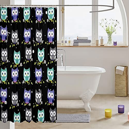 Rideau de douche Hibou multicolore 183x198 cm variant 1 