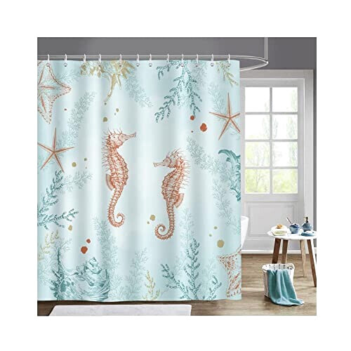 Rideau de douche Hippocampe 120x180 cm
