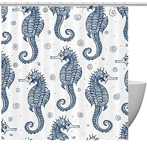 Rideau de douche Hippocampe multi-couleur
