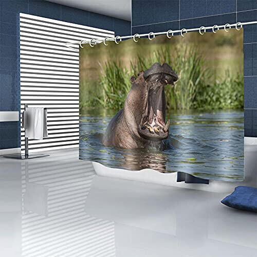Rideau de douche Hippopotame 170x180 cm variant 0 