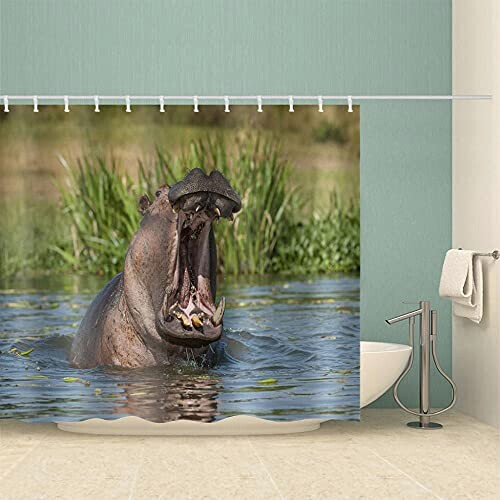 Rideau de douche Hippopotame 170x180 cm variant 3 