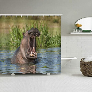 Rideau de douche Hippopotame 180x180 cm