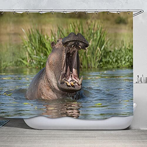 Rideau de douche Hippopotame 180x180 cm variant 1 