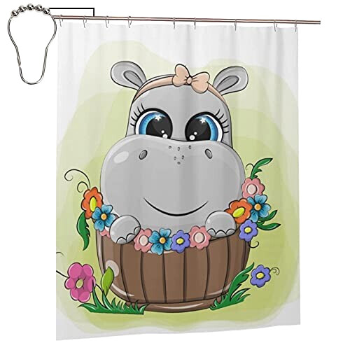 Rideau de douche Hippopotame 152x183 cm